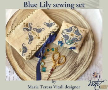 Blue Lily Sewing Set - Cross Stitch Pattern
