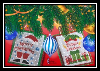 Santa & Elf Ornament - Cross Stitch Pattern