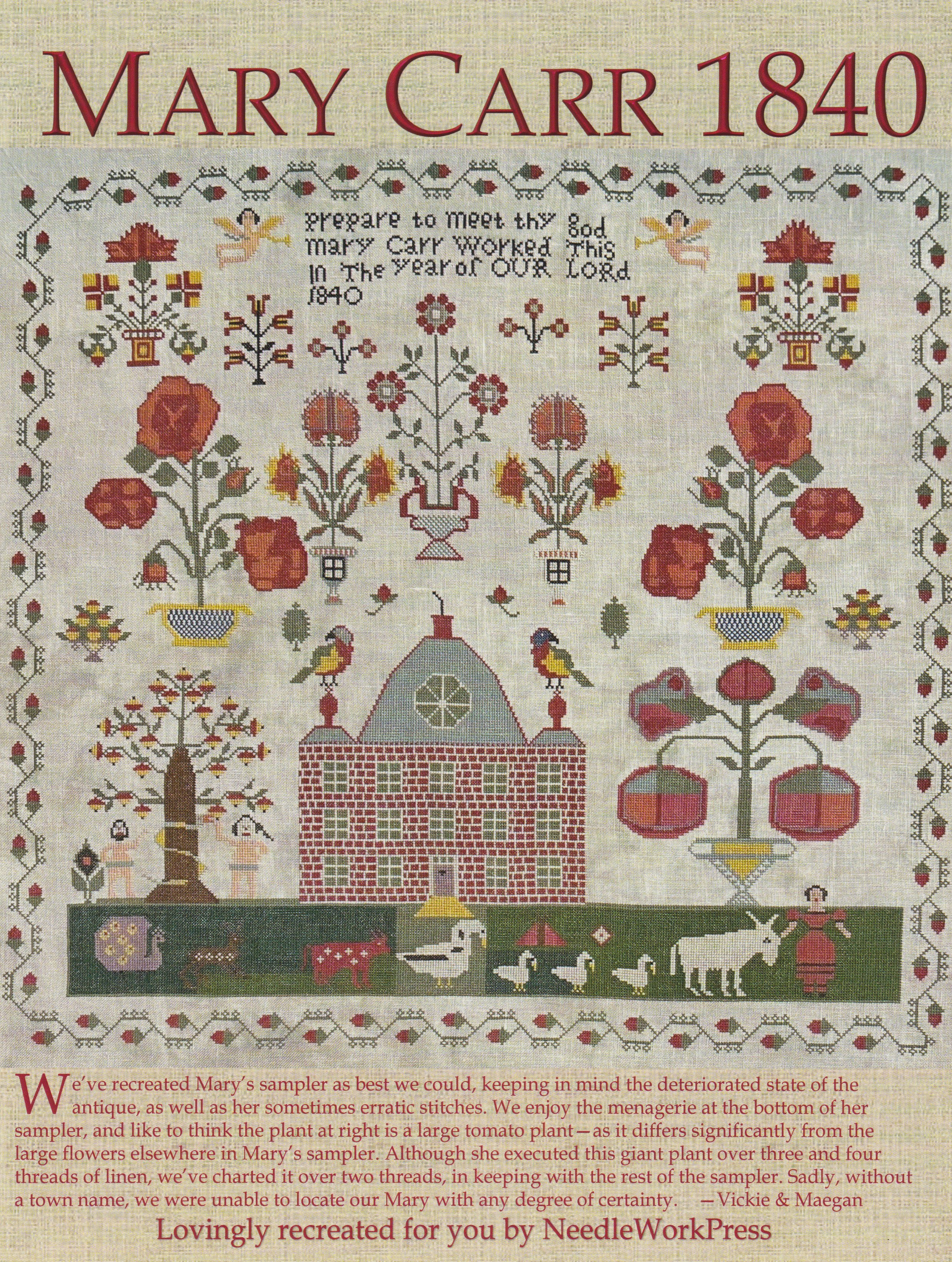 Mary Carr 1840 - Cross Stitch Pattern
