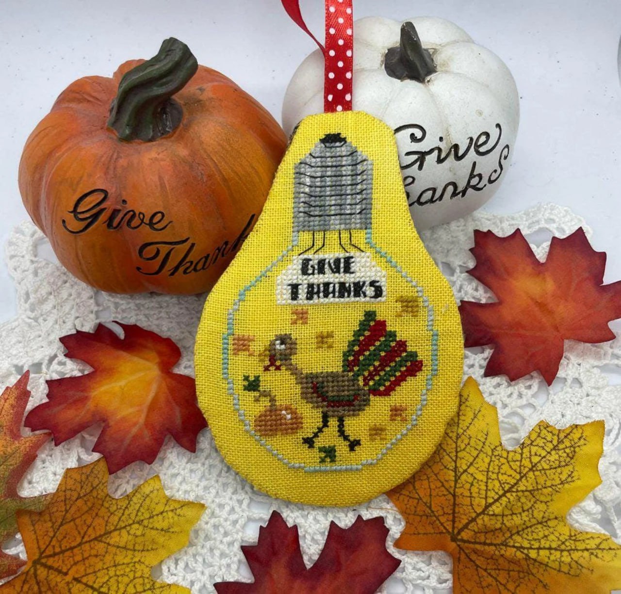 Thanksgiving In A Lightbulb - Cross Stitch Pattern