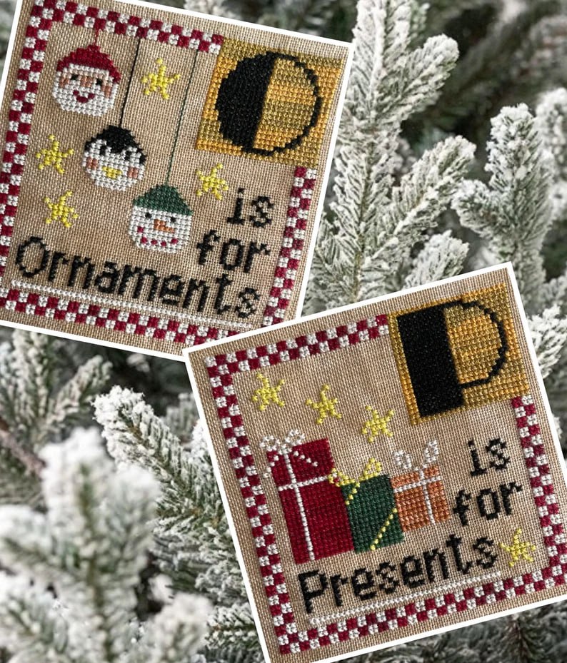 Christmas Alphabet - O and P - Cross Stitch Pattern
