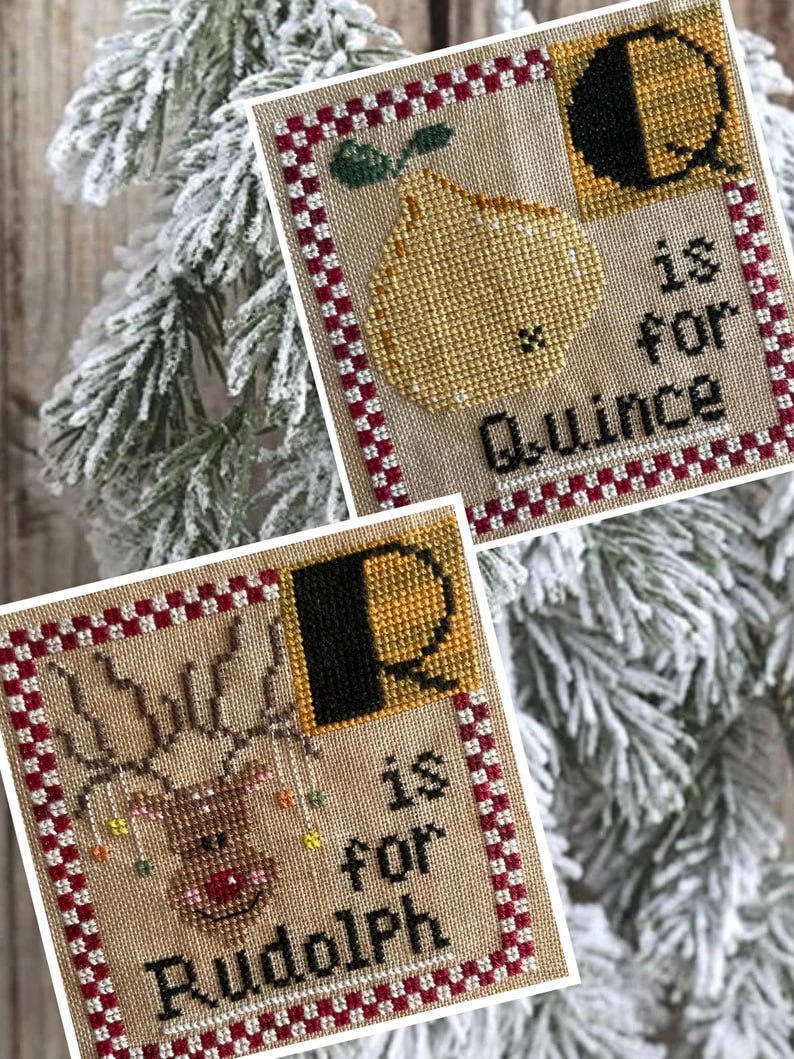 Christmas Alphabet - Q and R - Cross Stitch Pattern