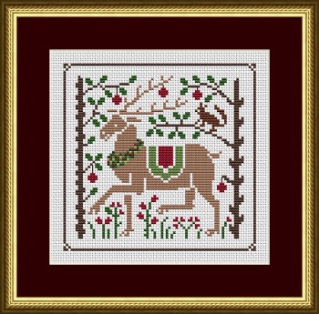 Christmas Reindeer In The Forest - Cross Stitch Pattern