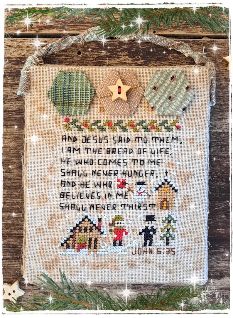 John 6 35 (w/wood star) - Cross Stitch Pattern