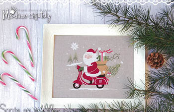 Santa On A Vespa - Cross Stitch Pattern
