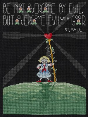 Overcome Evil - Christian Cross Stitch Pattern