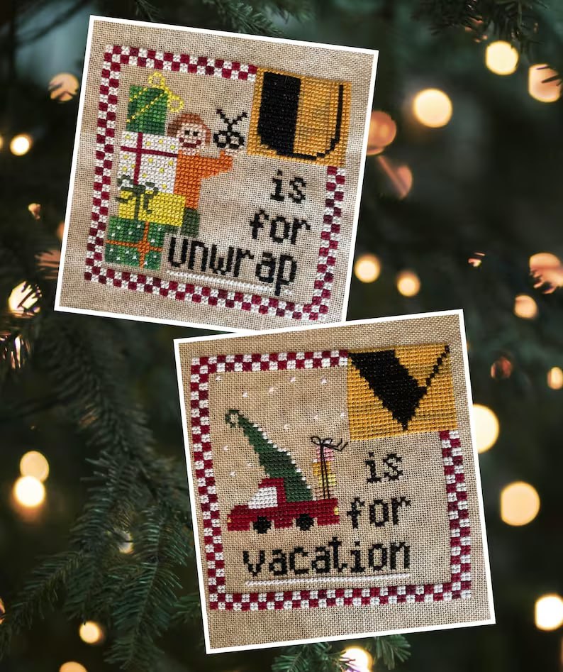 Christmas Alphabet - U and V - Cross Stitch Pattern