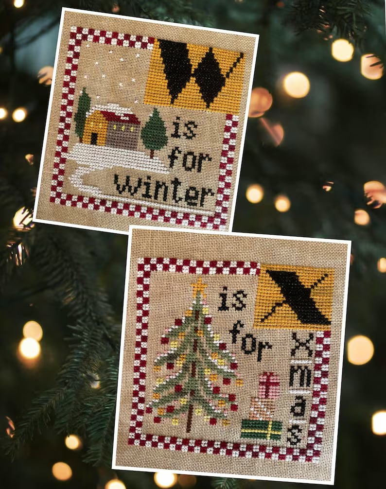Christmas Alphabet - W and X - Cross Stitch Pattern