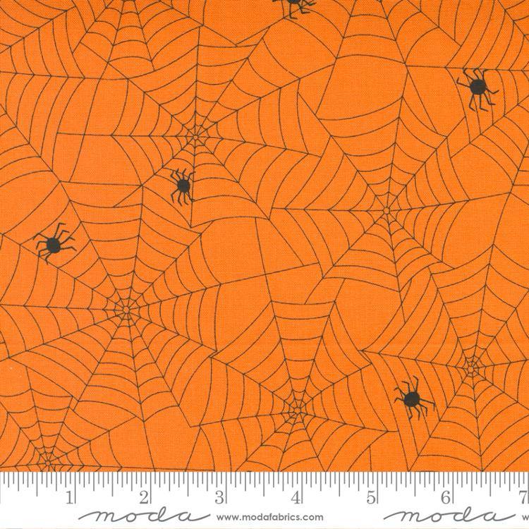 Too Cute To Spook Orange Pumpkin - Spidey Webs - Fabric, zoomed in. Select this picture to zoom back out.