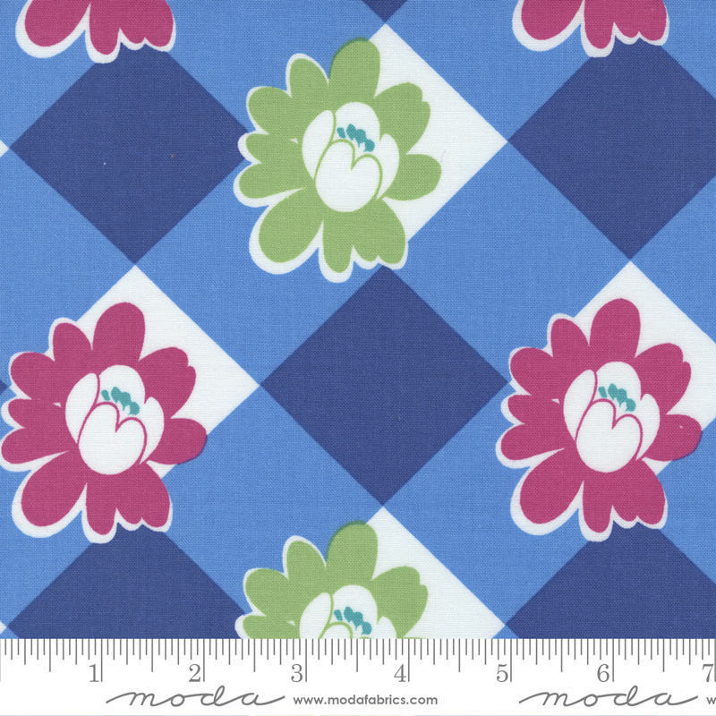 Picnic Pop Bright Blue - Pop Check - Quilt Fabric