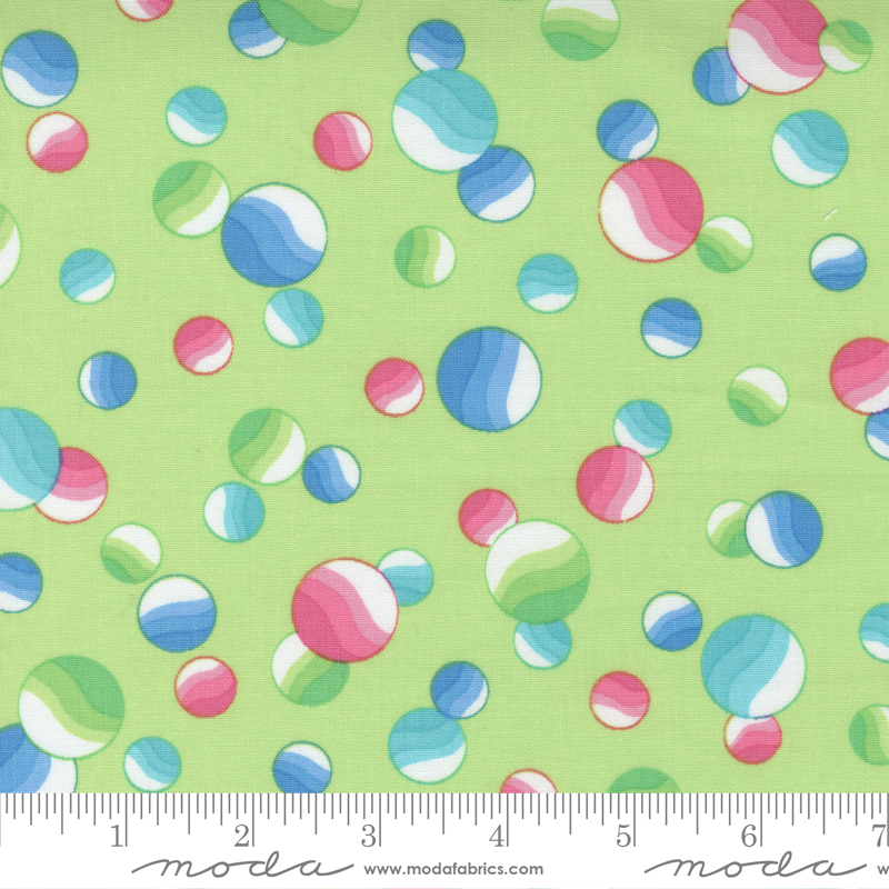 Picnic Pop Grassy Green - Fizzy Bubbles Dots - Quilt Fabric