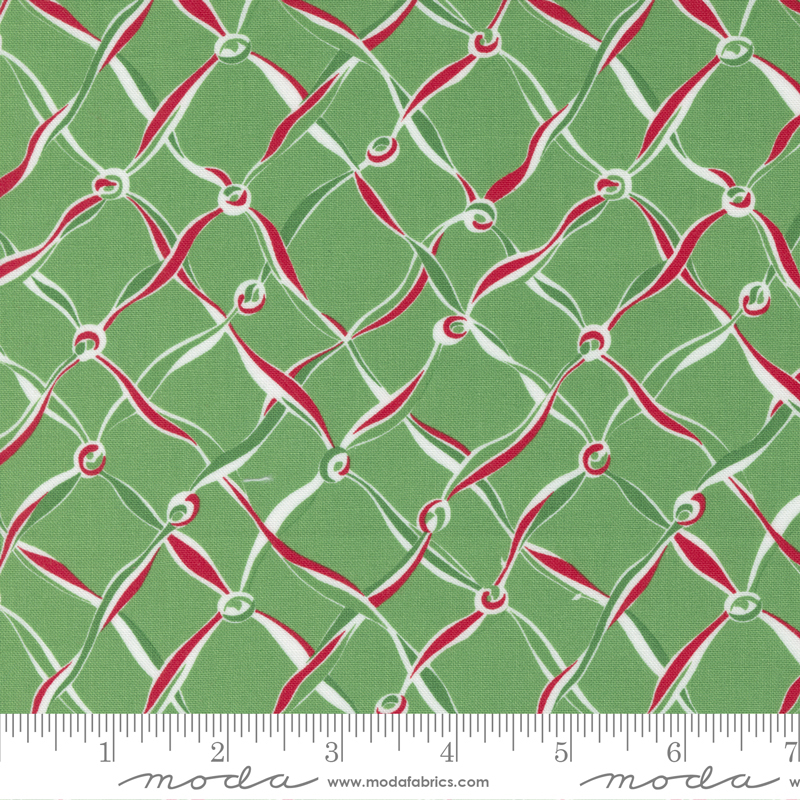 Reindeer Games Evergreen - Criss Cross Ribbon - Quilt Fabric