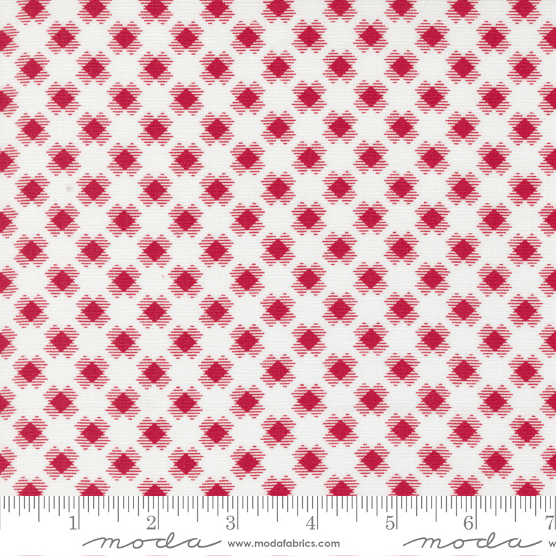 Reindeer Games Poinsettia Red - Checkered Squares - Fabric