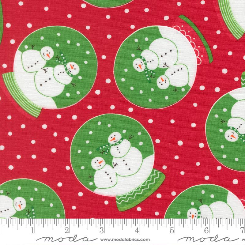 Snow Time Snowglobe Poinsettia Red - Quilt Fabric