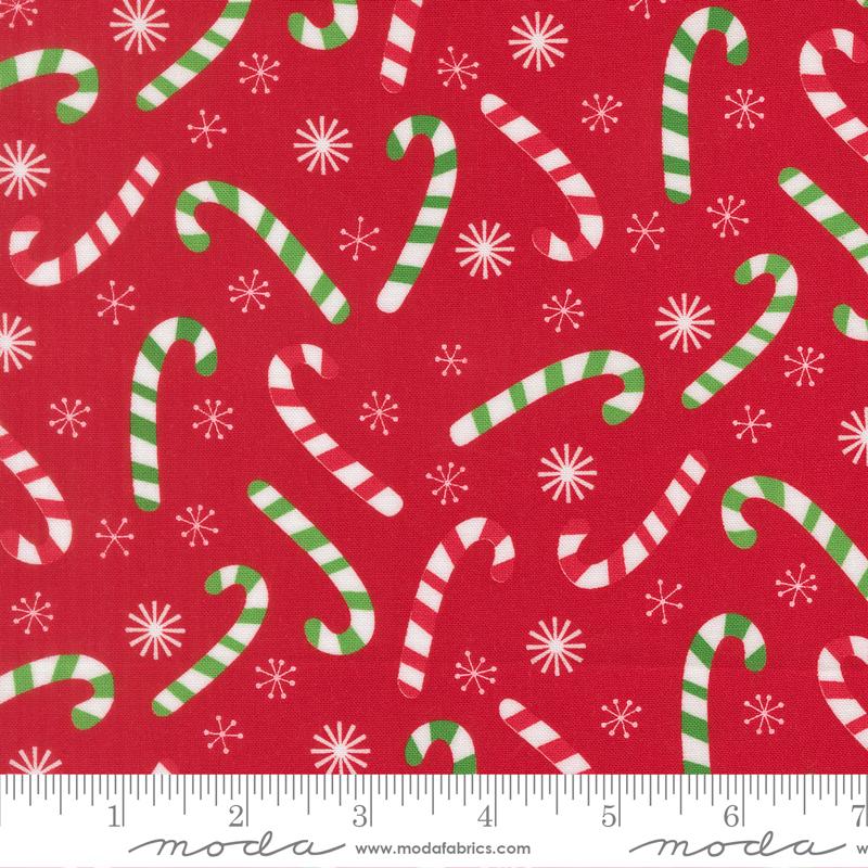 Snow Time Candy Cane Poinsettia Red - Quilt Fabric