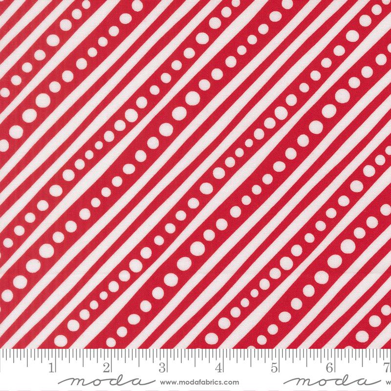 Snow Time Striped Poinsettia Red - Quilt Fabric