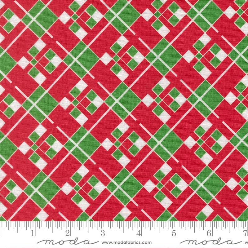 Snow Time Checkered Poinsettia Red - Quilt Fabric