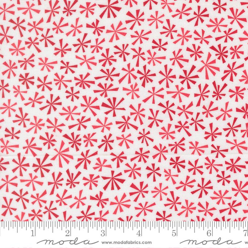 Snow Time Snowflakes Winter White Red - Quilt Fabric