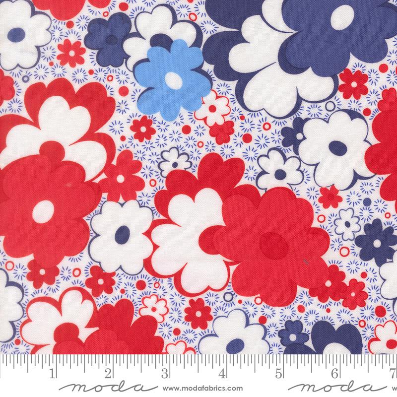 On The Porch Flower Cloud - Quilt Fabric, zoomed in. Select this picture to zoom back out.