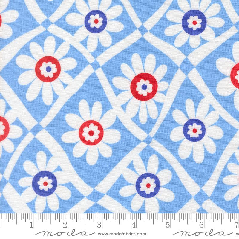 On The Porch Wavy Blue Sky - Quilt Fabric, zoomed in. Select this picture to zoom back out.