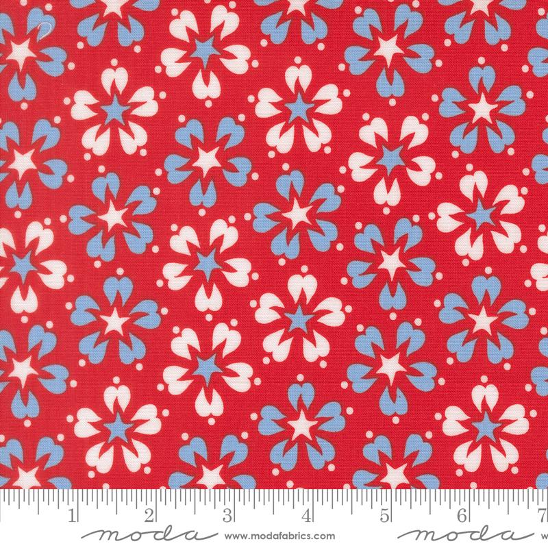 On The Porch Bloom Country Red - Quilt Fabric, zoomed in. Select this picture to zoom back out.