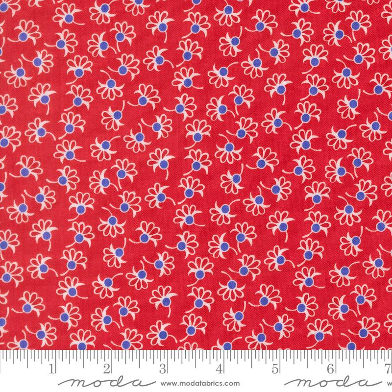On The Porch Petals Country Red - Quilt Fabric, zoomed in. Select this picture to zoom back out.