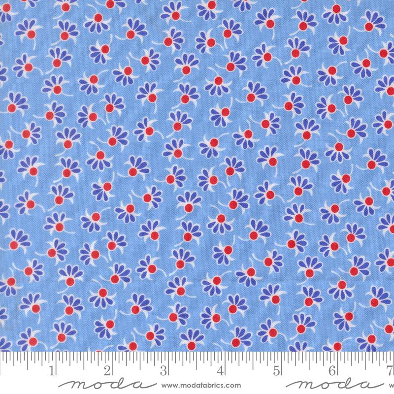 On The Porch Petals Blue Sky - Quilt Fabric, zoomed in. Select this picture to zoom back out.