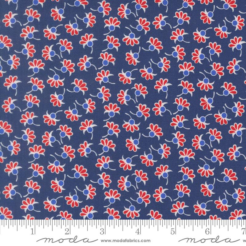 On The Porch Petal Navy - Quilt Fabric, zoomed in. Select this picture to zoom back out.