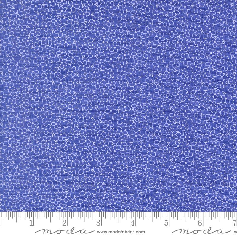 On The Porch Blossoms Bountiful Blue - Quilt Fabric, zoomed in. Select this picture to zoom back out.