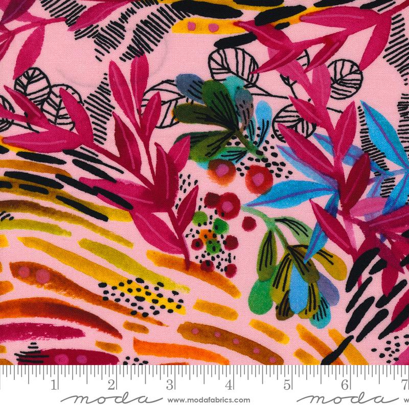 Playgrounds Wild Leaves - Pink - Quilt Fabric