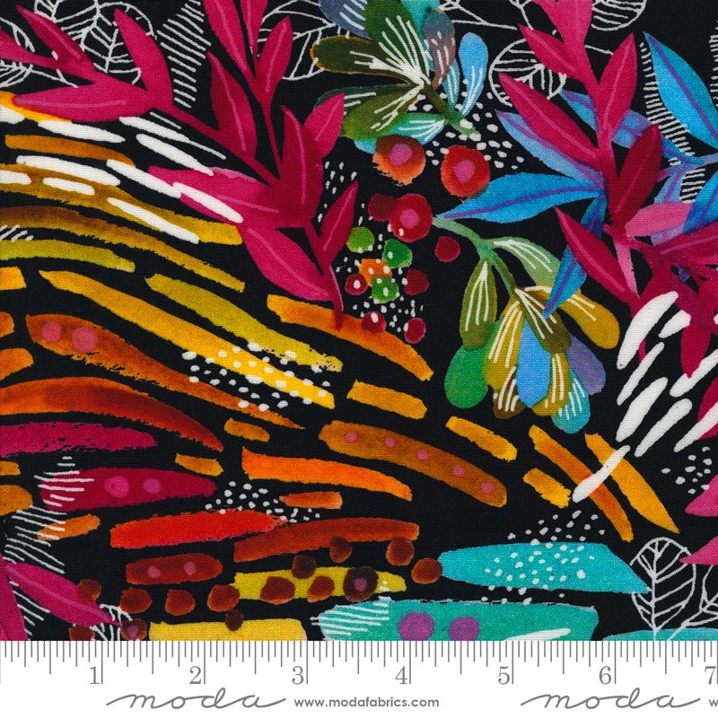 Playgrounds Wild Leaves - Ink - Quilt Fabric