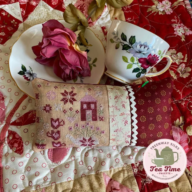 Tea Garden Pin Pillow - Cross Stitch Pattern