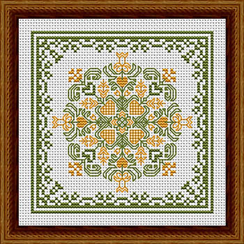 February Hearts Square With Daffodils - Cross Stitch Pattern