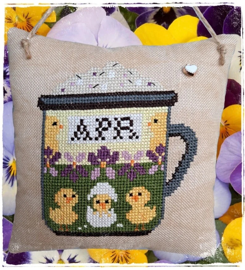 Months In A Mug - April  - Cross Stitch Pattern