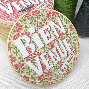 Bienvenue Welcome - Flowers - Cross Stitch Pattern
