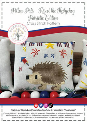 Hazel The Hedgehog Patriotic Edition - Cross Stitch Pattern, zoomed in. Select this picture to zoom back out.