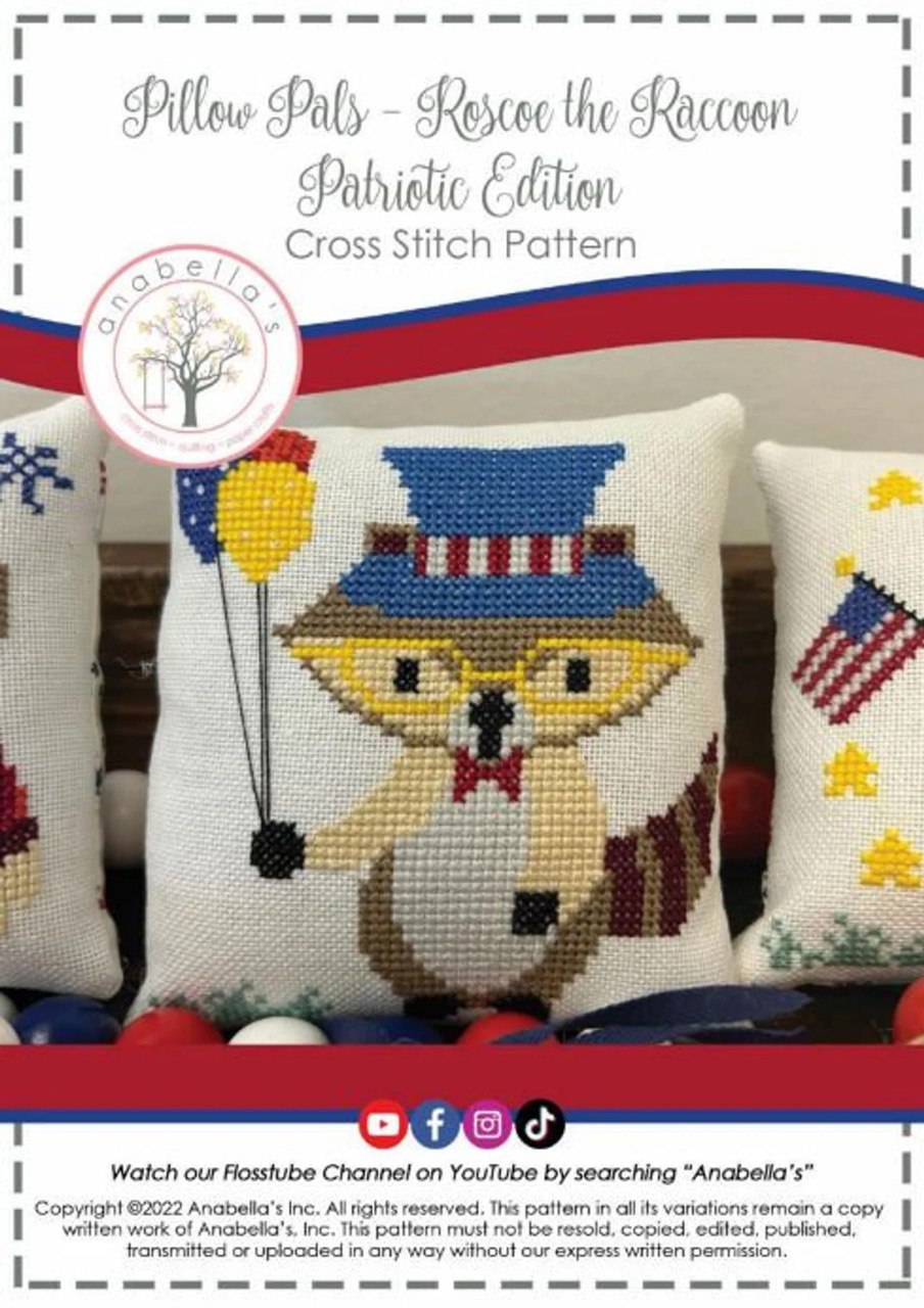 Roscoe The Raccoon Patriotic Edition - Cross Stitch Pattern