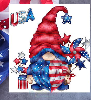 Patriotic Gnome - Cross Stitch Pattern