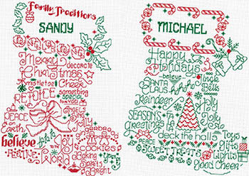 Mr & Mrs Holiday Stocking - Cross Stitch Pattern