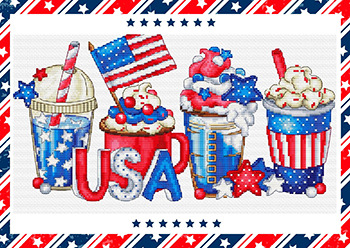 Independence Day Coffees - Cross Stitch Pattern