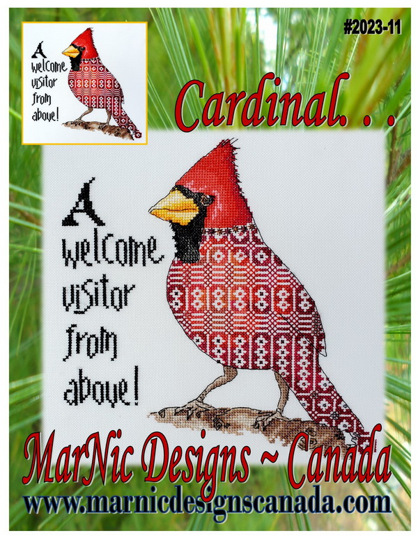 Cardinal - A Welcome Visitor From Above - Cross Stitch 