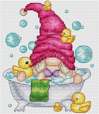 Gnome In Bath - Cross Stitch Pattern