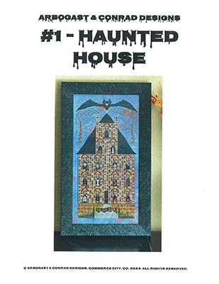Haunted House - Halloween Cross Stitch Pattern, zoomed in. Select this picture to zoom back out.