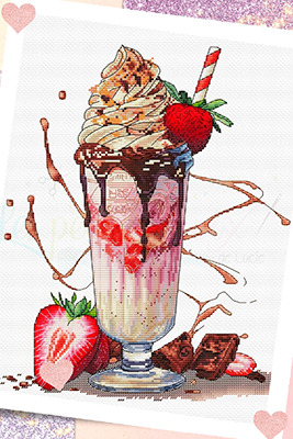 Strawberry Milkshake - Cross Stitch Pattern