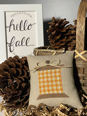 Pumpkin Plaid Spool - Cross Stitch Pattern