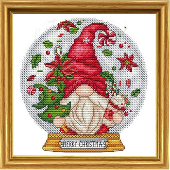 Snow Globe Christmas Gnome - Cross Stitch Pattern 