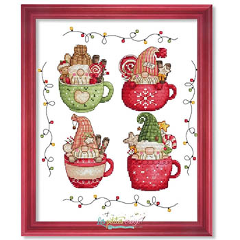 Christmas Gnomes Cups - Cross Stitch Pattern