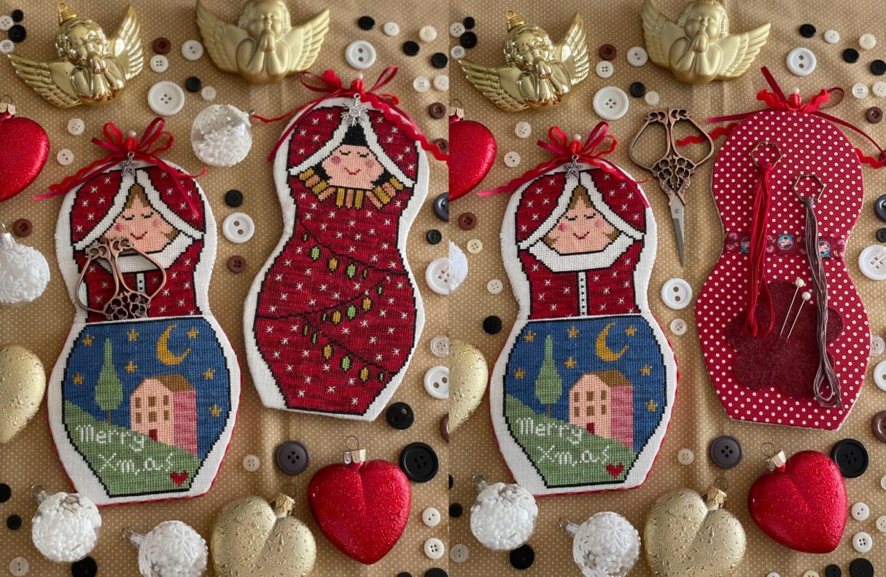 Christmas Dolls Sewing Set - Cross Stitch Pattern