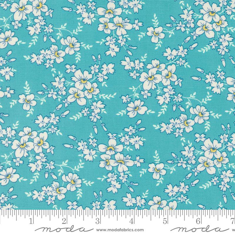 Time And Again Floral - Aqua - Quilt Fabric