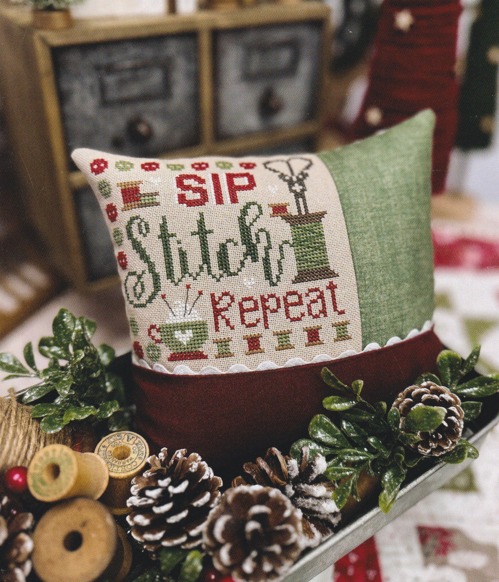 Sip Stitch Repeat - Cross Stitch Pattern